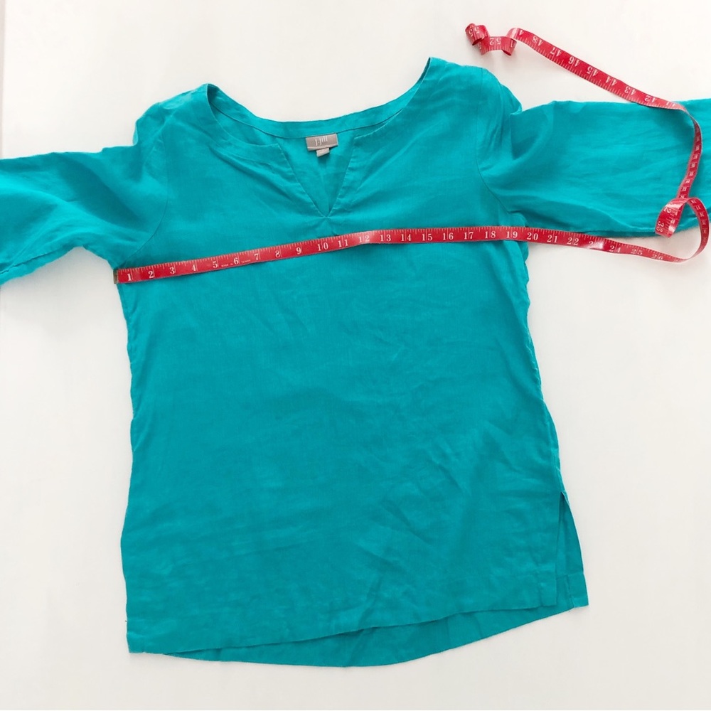 J. Jill 100% Linen Turquoise Tunic Top Size Small - Picture 6 of 8